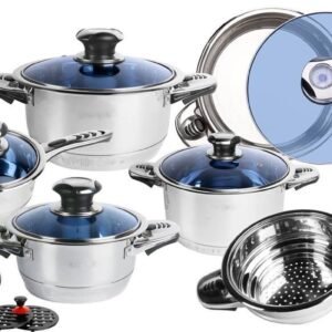 Cookware Set – Stainless Steel- 16Pcs- Glass Lid – Royalty Line