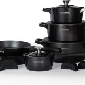 Cookware Set – Die Cast Alu – 14Pcs – Black – Royalty Line