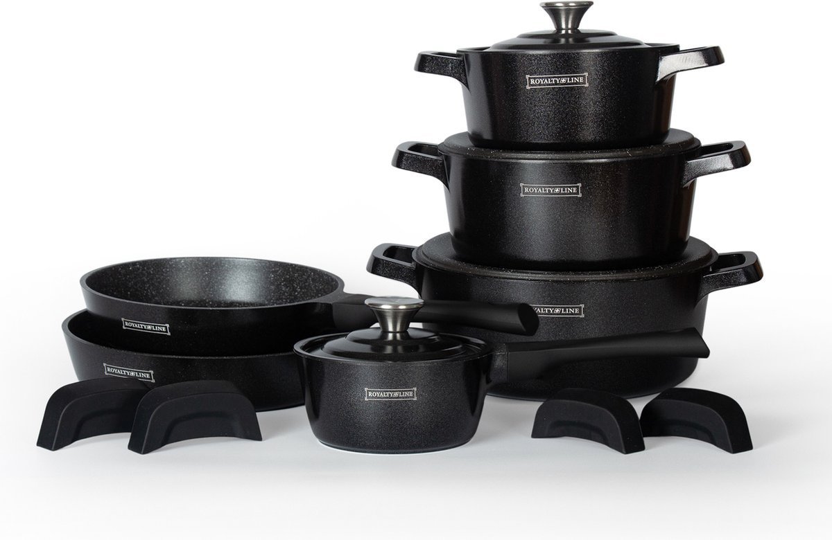 Cookware Set - Die Cast Alu - 14Pcs - Black - Royalty Line - Image 2