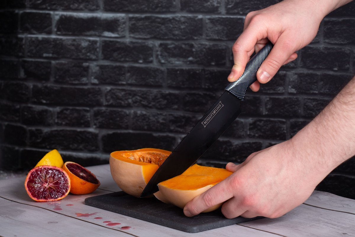 Knife Set - Non-stick coating - Non-slip handles - 6pcs - Black - Royalty Line - Image 6