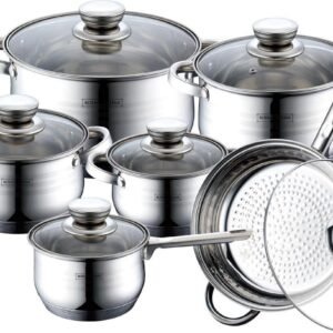 Cookware Set – Stainless Steel- 12Pcs – Royalty Line