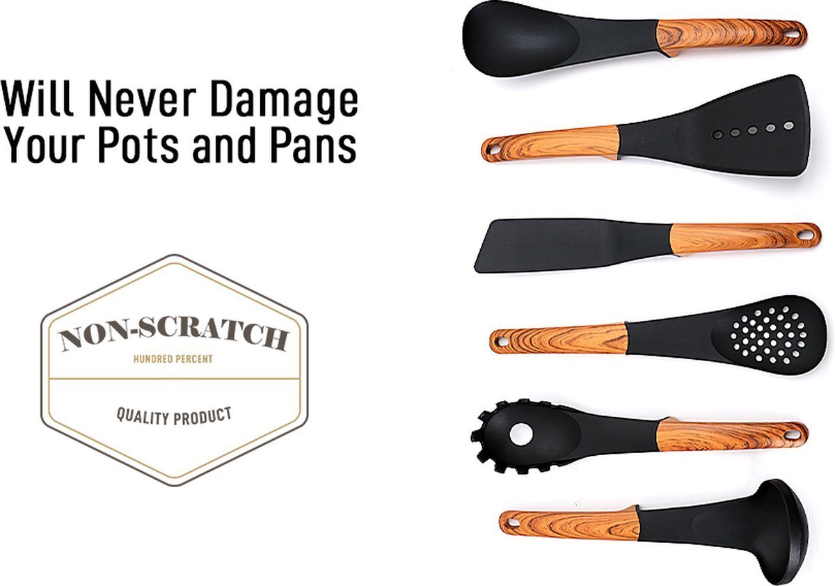 Kitchenware Set Wood Look - 6Piece Cookware Set - BPA-Free - Cooking - Hangable - Heat Resistant - With Carousel - Kitchenset - Royalty Line - Image 6