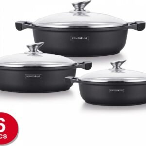 Shallow Casserole SET – Die Cast – Non Stick Greblon Marble Coated – 3L/4.8L/5.5L – Royalty Line