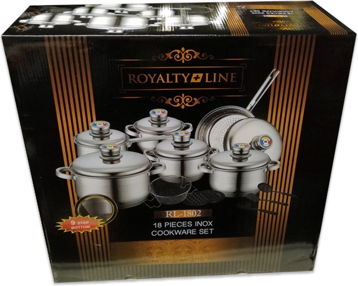 Cookware Set - Stainless Steel- 18Pcs - Royalty Line - Image 15