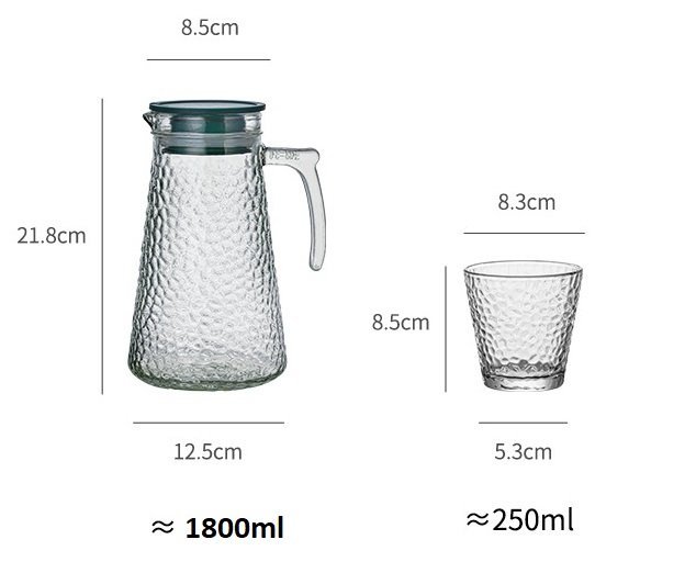 GLASS SET - Pure shape- 1.8L Caraffe - 7pcs - Cheffinger - Image 10