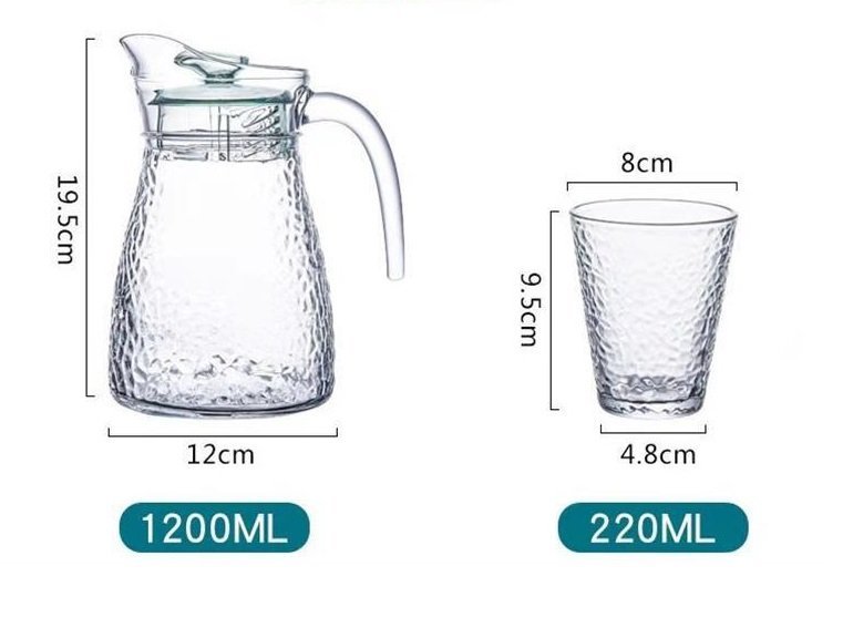 GLASS SET - Pure shape- 1.2L Caraffe - 5pcs - Cheffinger - Image 10