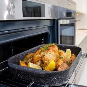 Oven Dishes With Silicone Handle – 3 Piece – Non-stick Coating – 30/40/46 cm – Black – Royalty Line