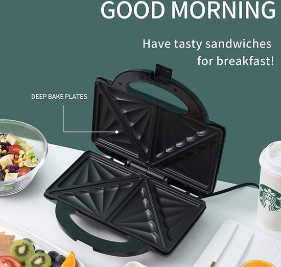 Sandwich Maker / Toaster / Panini Grill XL - 2000W - Non-stick coating - Toaster - Black -Royalty Line - Image 7