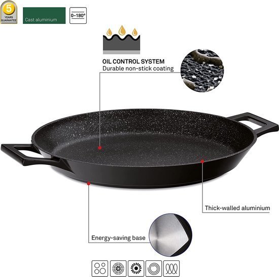 Paella Pan set - Die Cast- Non Stick Marble Coated - 2pcs - 32cm & 36cm - Oven Safe Proofed - Royalty Line - Image 13