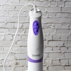Hand Blender Set 3 in 1 – Anti splash – 250W – Chopper – Whisk – 2 Speeds – White/Purple – Royalty Line