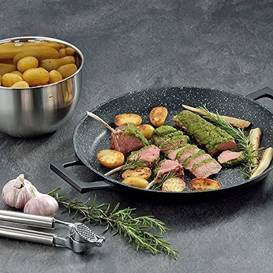 Paella Pan set - Die Cast- Non Stick Marble Coated - 2pcs - 32cm & 36cm - Oven Safe Proofed - Royalty Line - Image 2