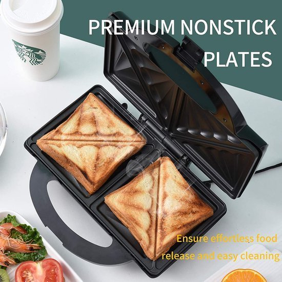 Sandwich Maker / Toaster / Panini Grill XL - 2000W - Non-stick coating - Toaster - Black -Royalty Line - Image 12