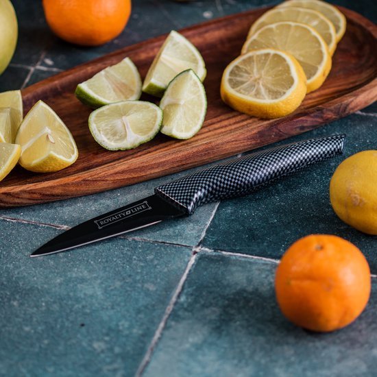 Knife Set - Non-stick coating - Non-slip handles - 6pcs - Black - Royalty Line - Image 16