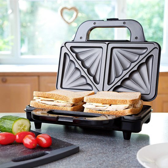 Sandwich Maker / Toaster / Panini Grill XL - 2000W - Non-stick coating - Toaster - Black -Royalty Line - Image 2