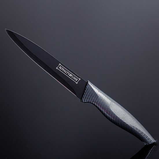 Knife Set - Non-stick coating - Non-slip handles - 6pcs - Black - Royalty Line - Image 17