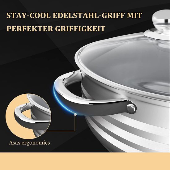 Pots Wide Sets - Stainlees Steel Stock - 8PCS - 4/5/7/9 L - Royalty Line - Image 2