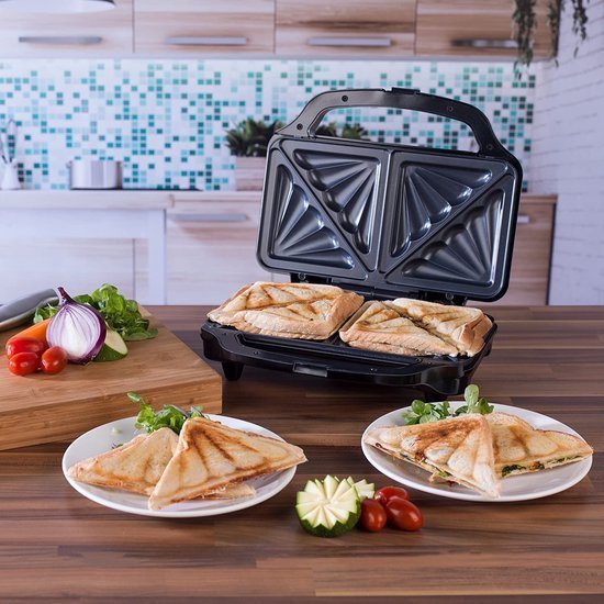 Sandwich Maker / Toaster / Panini Grill XL - 2000W - Non-stick coating - Toaster - Black -Royalty Line - Image 4