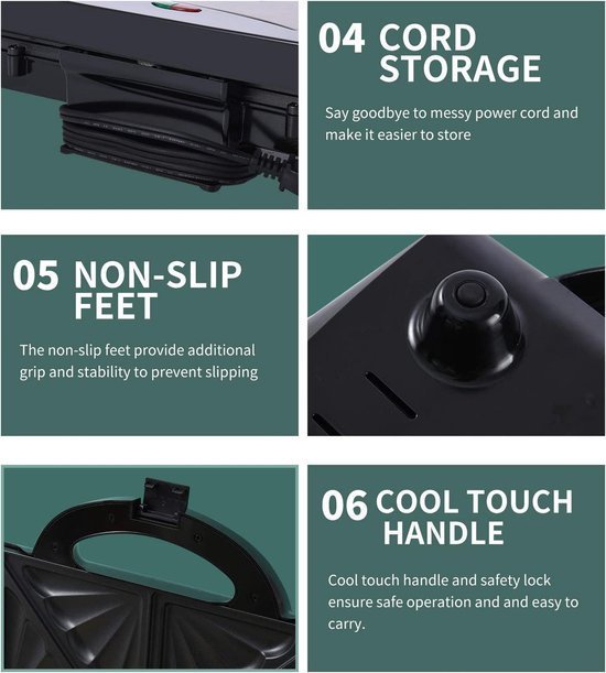 Sandwich Maker / Toaster / Panini Grill XL - 2000W - Non-stick coating - Toaster - Black -Royalty Line - Image 11