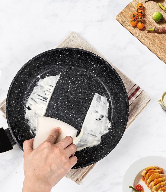 Sauce Pan Set- Non Stick Marble Coating - 4 Pcs - BLACK - Royalty Line - Image 3