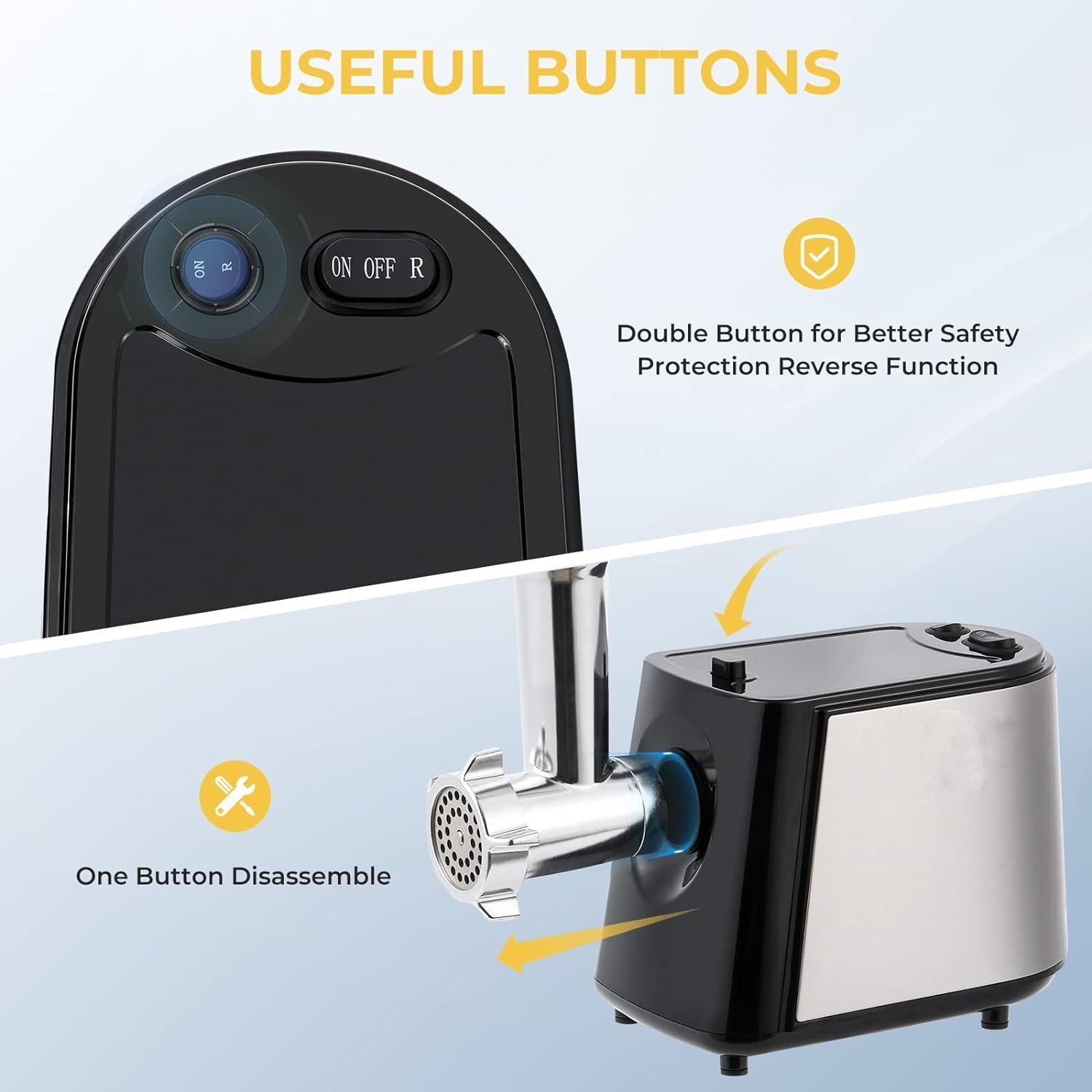 Electric Meat Grinder - 1600W - Mincer with 3 Cutting Plates - Sausage Maker - Minced Meat - Stainless Steel - Royalty Line - Image 13