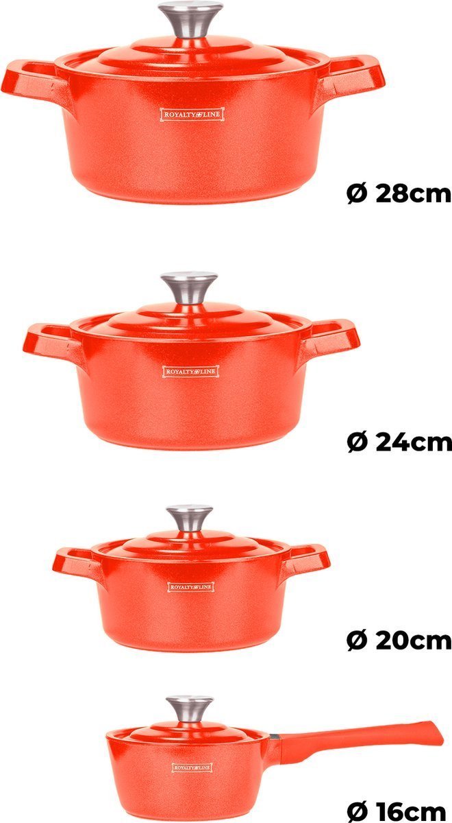 Cookware Set Die Cast Alu - 14Pcs - Orange - Royalty Line - Image 10