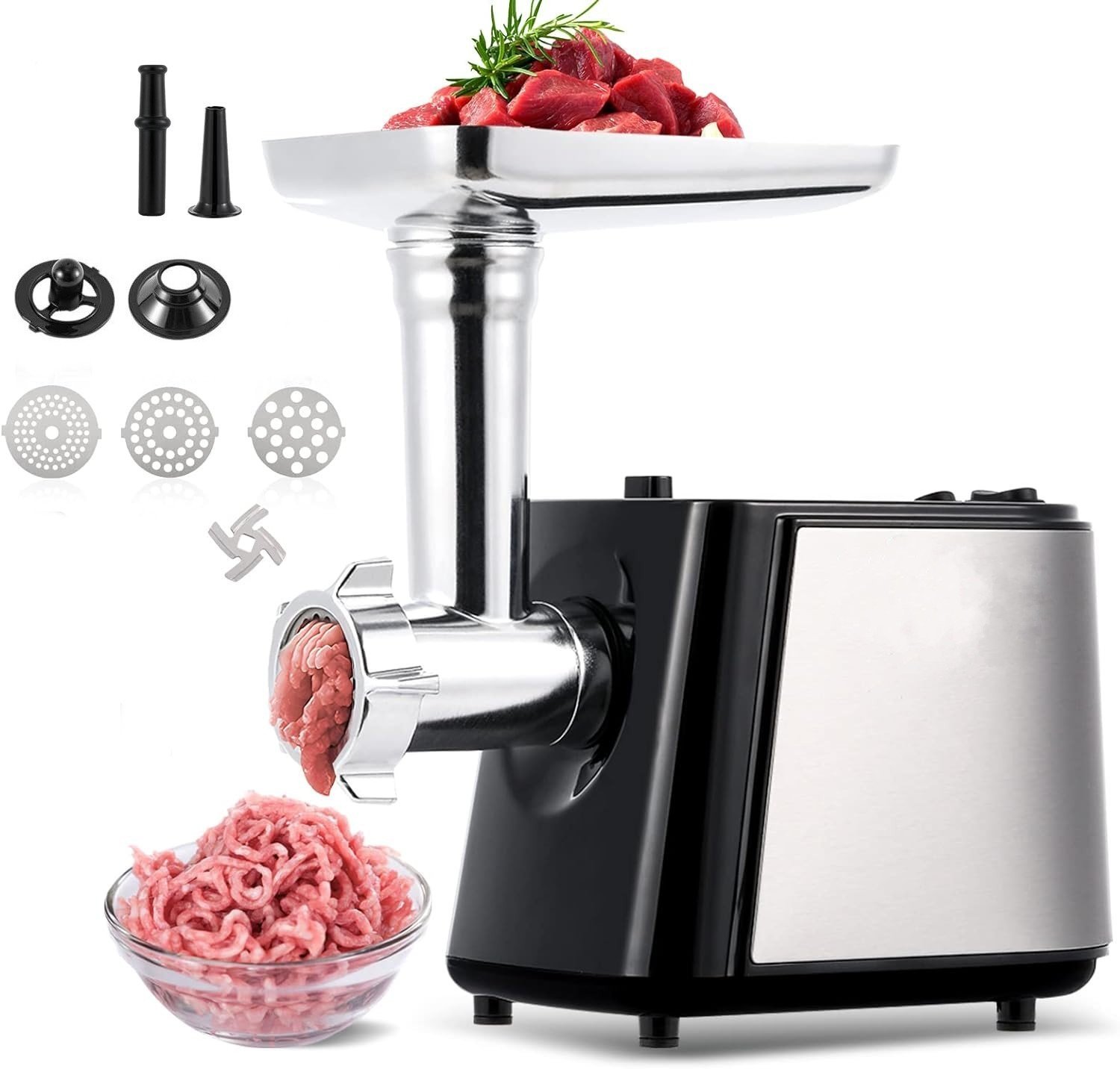Electric Meat Grinder - 1600W - Mincer with 3 Cutting Plates - Sausage Maker - Minced Meat - Stainless Steel - Royalty Line - Image 19