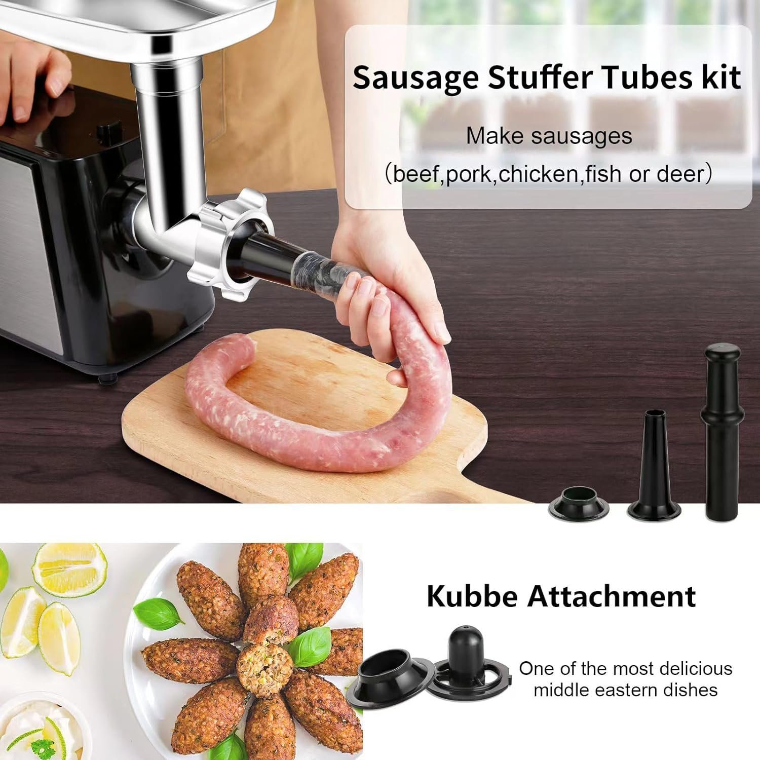 Electric Meat Grinder - 1600W - Mincer with 3 Cutting Plates - Sausage Maker - Minced Meat - Stainless Steel - Royalty Line - Image 15