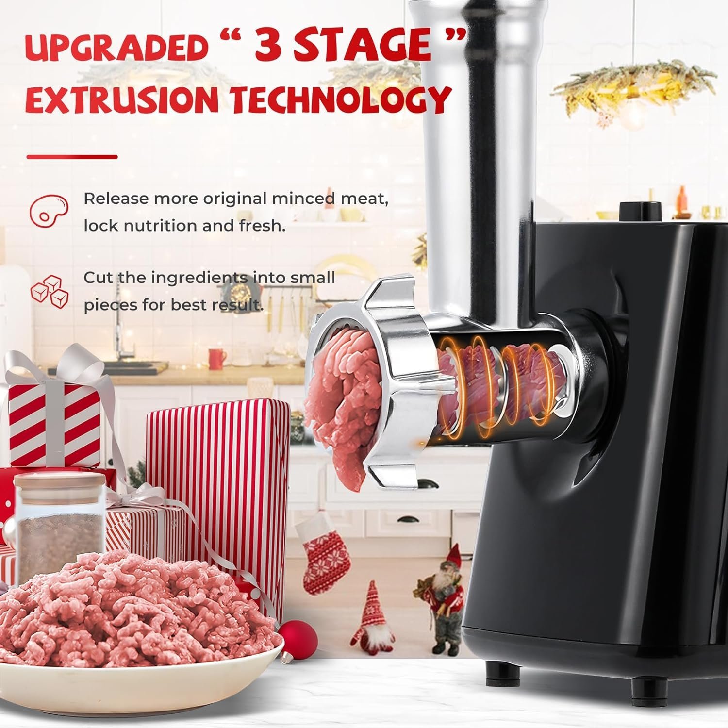 Electric Meat Grinder - 1600W - Mincer with 3 Cutting Plates - Sausage Maker - Minced Meat - Stainless Steel - Royalty Line - Image 16