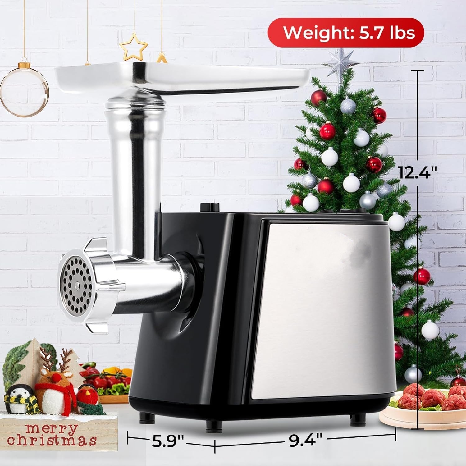 Electric Meat Grinder - 1600W - Mincer with 3 Cutting Plates - Sausage Maker - Minced Meat - Stainless Steel - Royalty Line - Image 17