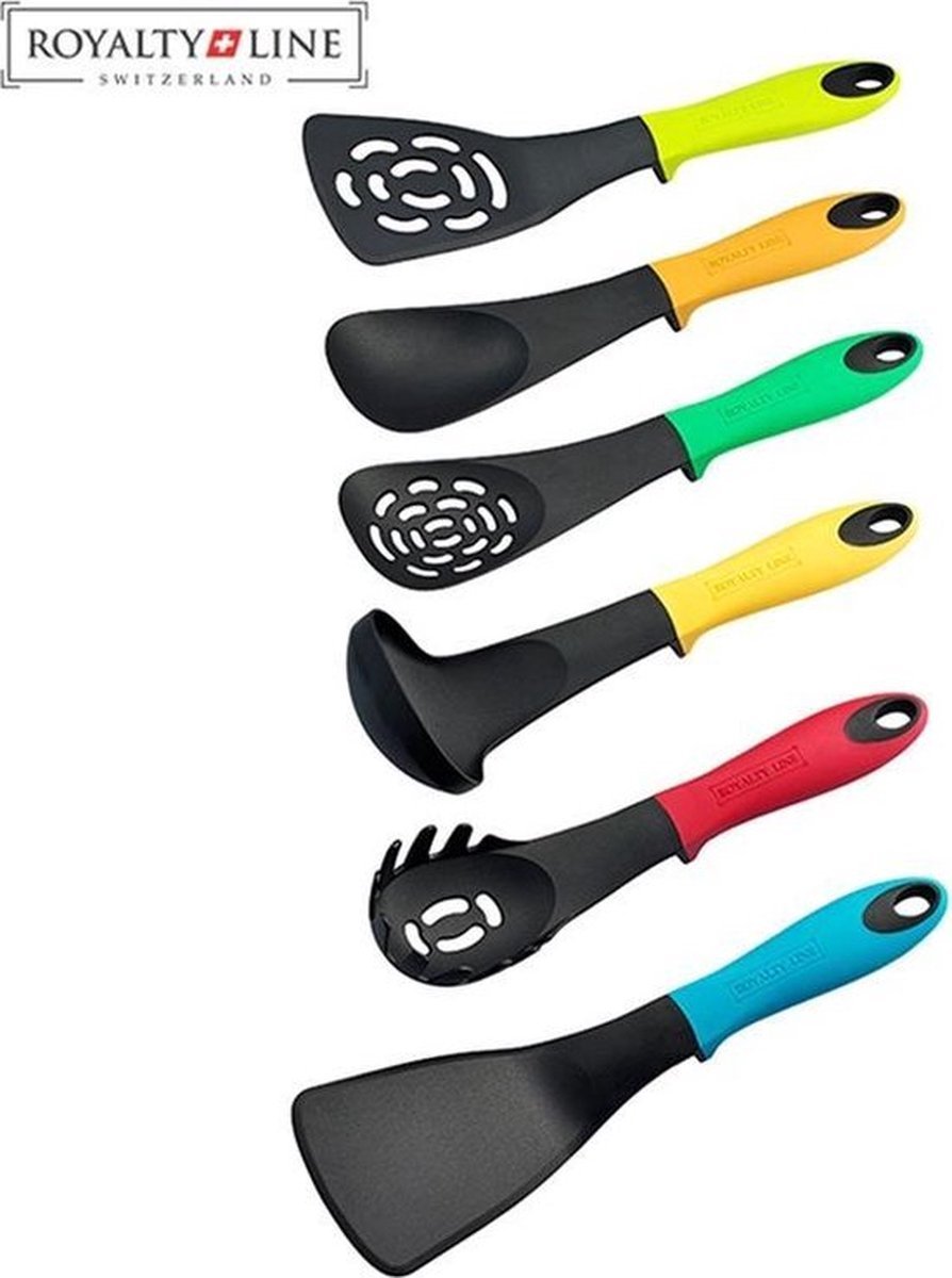 Kitchenware Set Multi Colors - 6 Piece Cookware Set - BPA-Free - Cooking - Hangable - Heat Resistant - With Carousel - Kitchenset - Royalty Line - Image 2