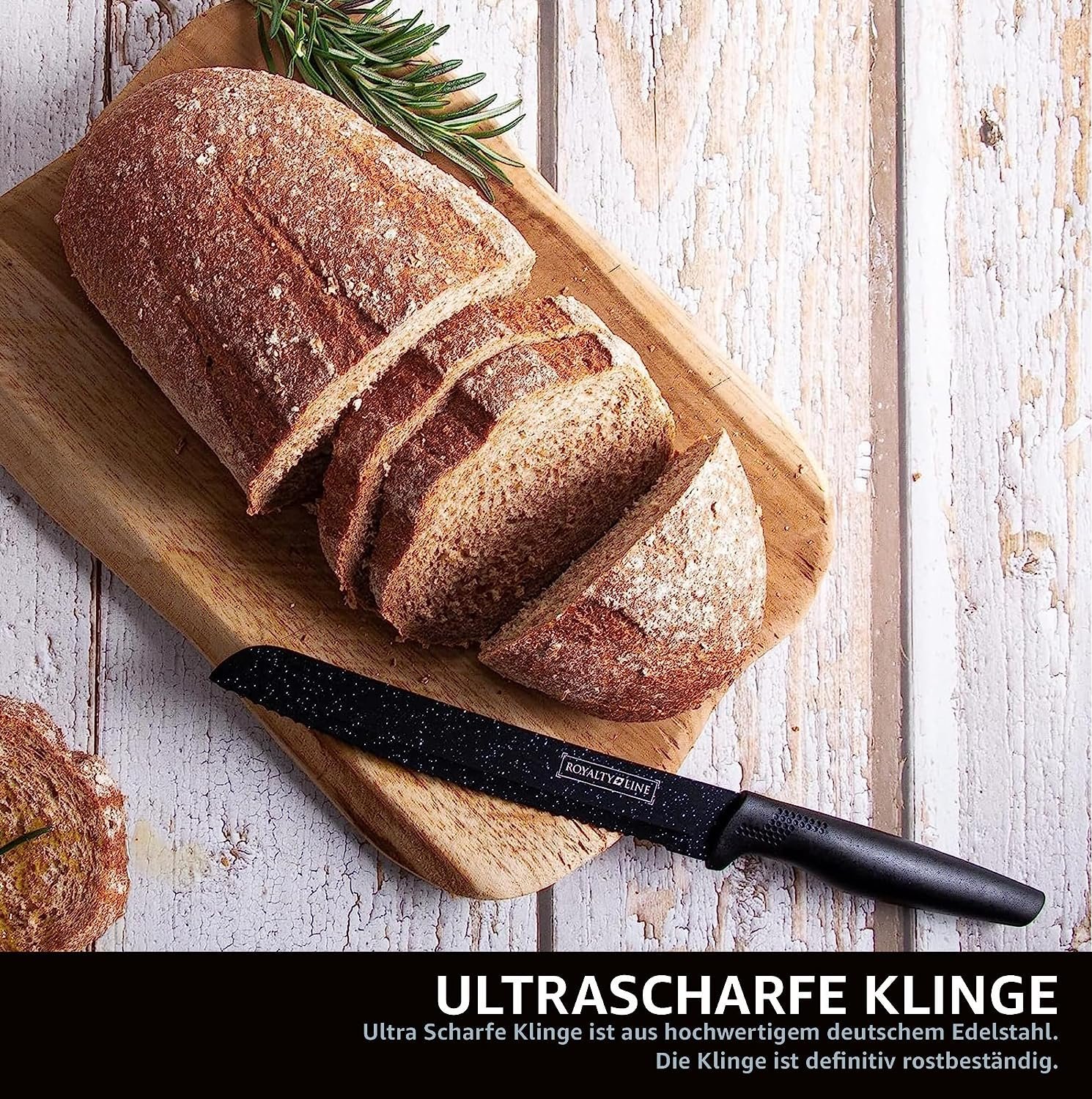 Knife Set - Non-stick coating - 5pcs - Black - Royalty Line - Image 8