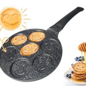 pancake pan smiley emoji – 7 Hole – Marble Coating – Cheffinger