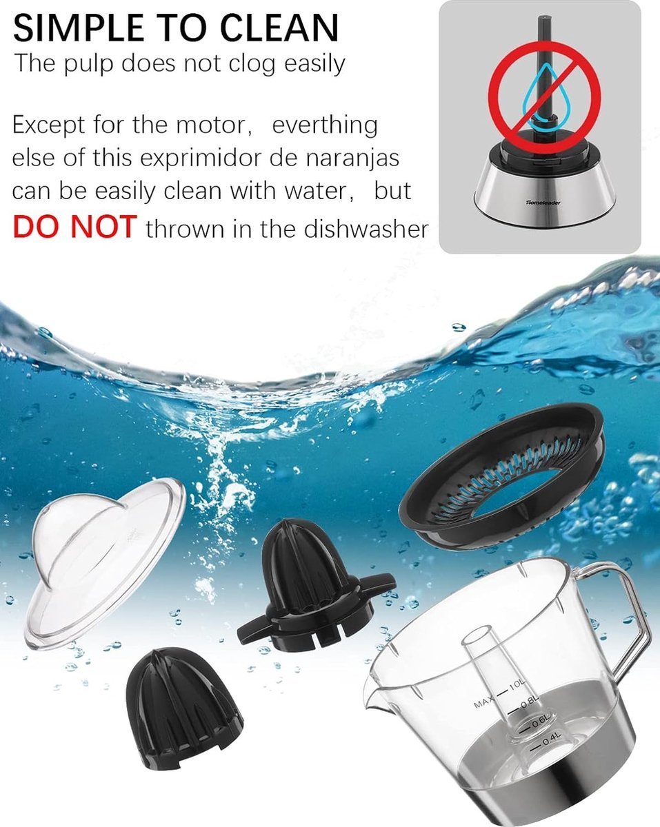 Electric Juicer - 1 Liter - Powerful and Fast - Stainless Steel - Royalty Line - Image 7