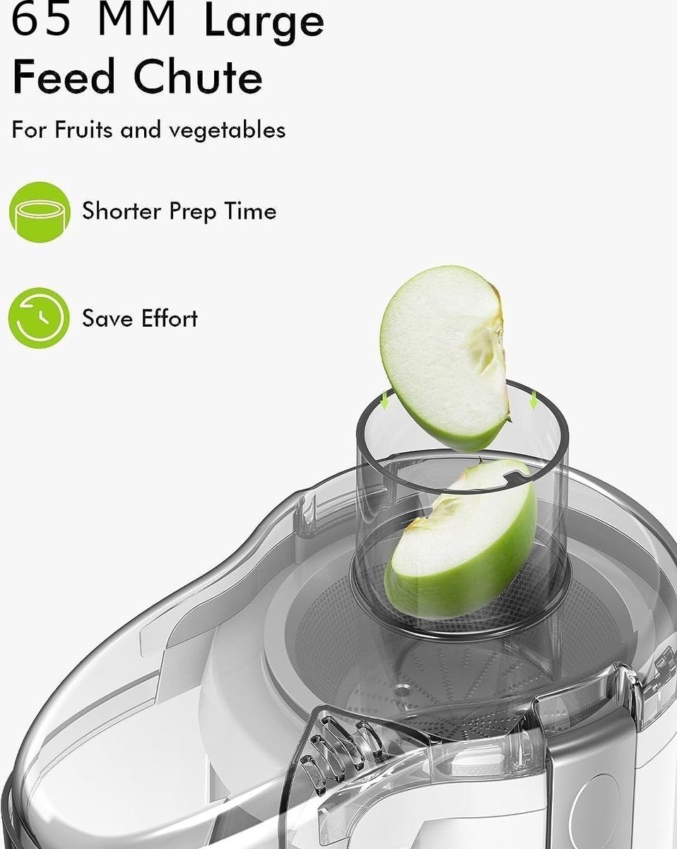 Juicer for Vegetables & Fruit - 0.6 L Cup & 1 Liter Pulp Reservoir - 3 Speeds - 450W - Black - Royalty Line - Image 8