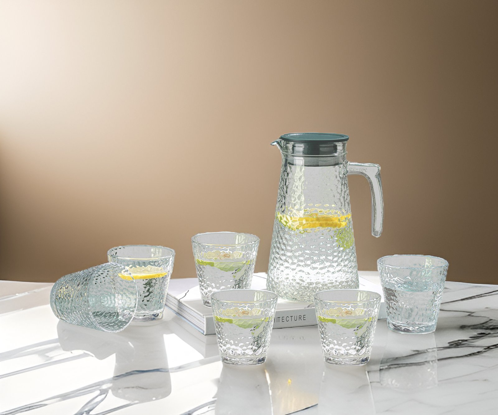 GLASS SET - Pure shape- 1.8L Caraffe - 7pcs - Cheffinger - Image 5