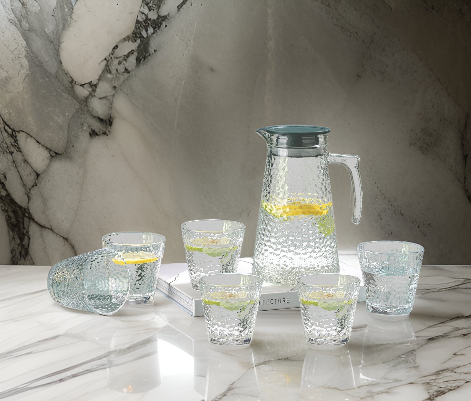 GLASS SET - Pure shape- 1.8L Caraffe - 7pcs - Cheffinger - Image 4