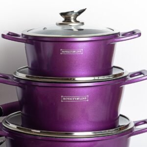 Cookware Premium Diamond Collection – Die Cast Alu – 14Pcs – PURPLE- Royalty Line