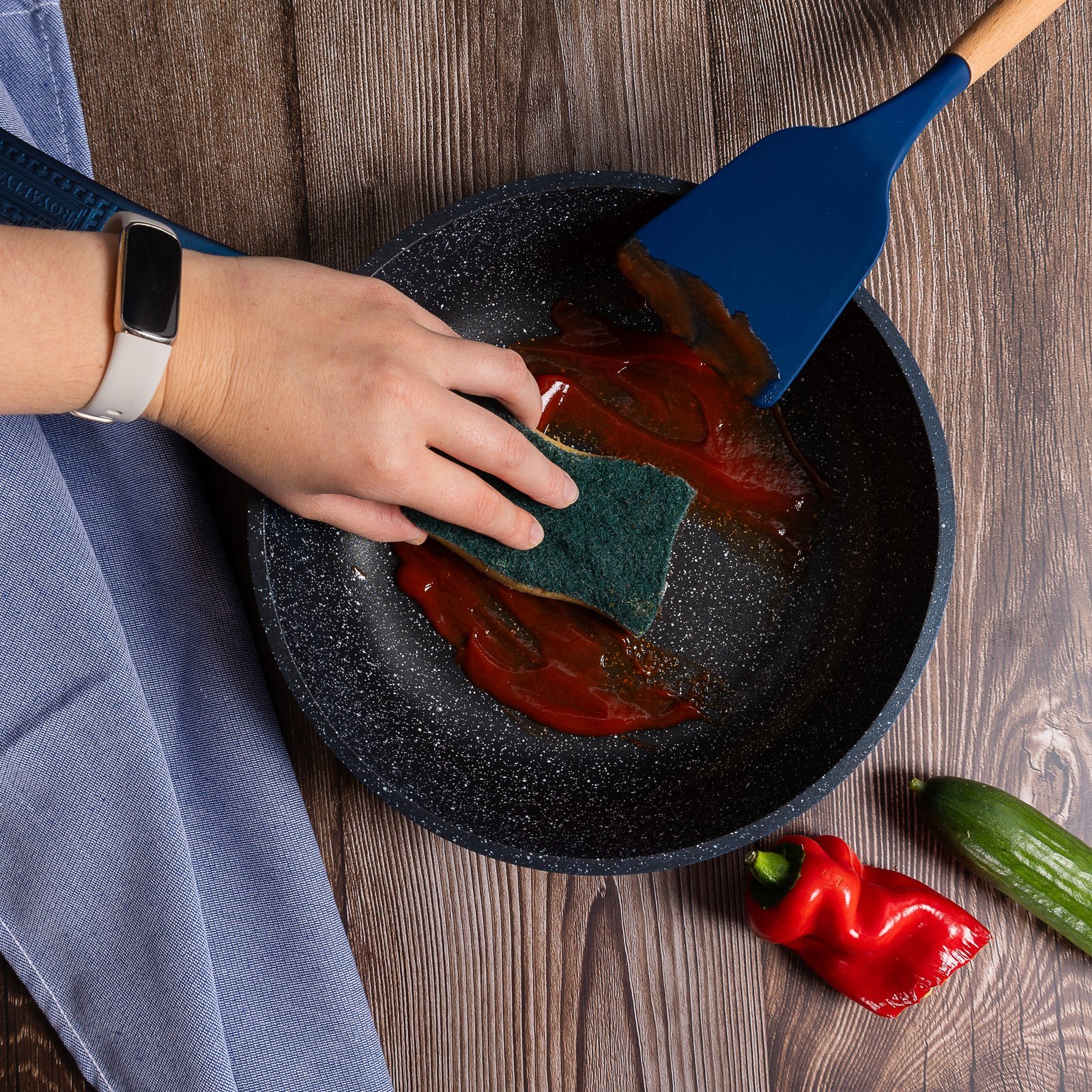 Cookware Premium Diamond Collection - Die Cast Alu - 14Pcs - BLUE - Royalty Line - Image 6