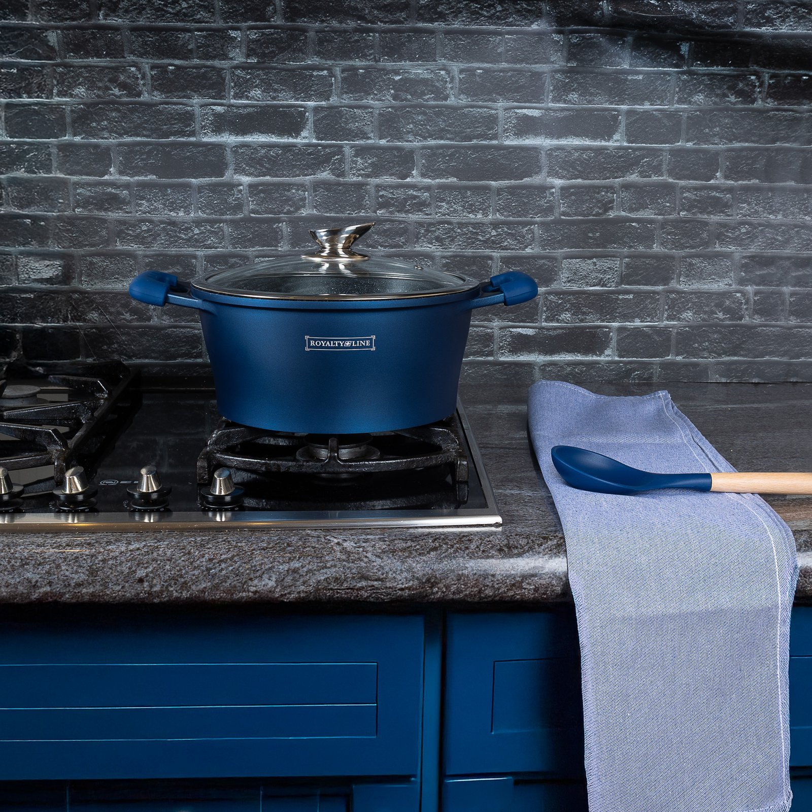 Cookware Premium Diamond Collection - Die Cast Alu - 14Pcs - BLUE - Royalty Line - Image 4