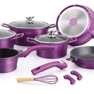 Cookware Premium Diamond Collection – Die Cast Alu – 14Pcs – PURPLE- Royalty Line
