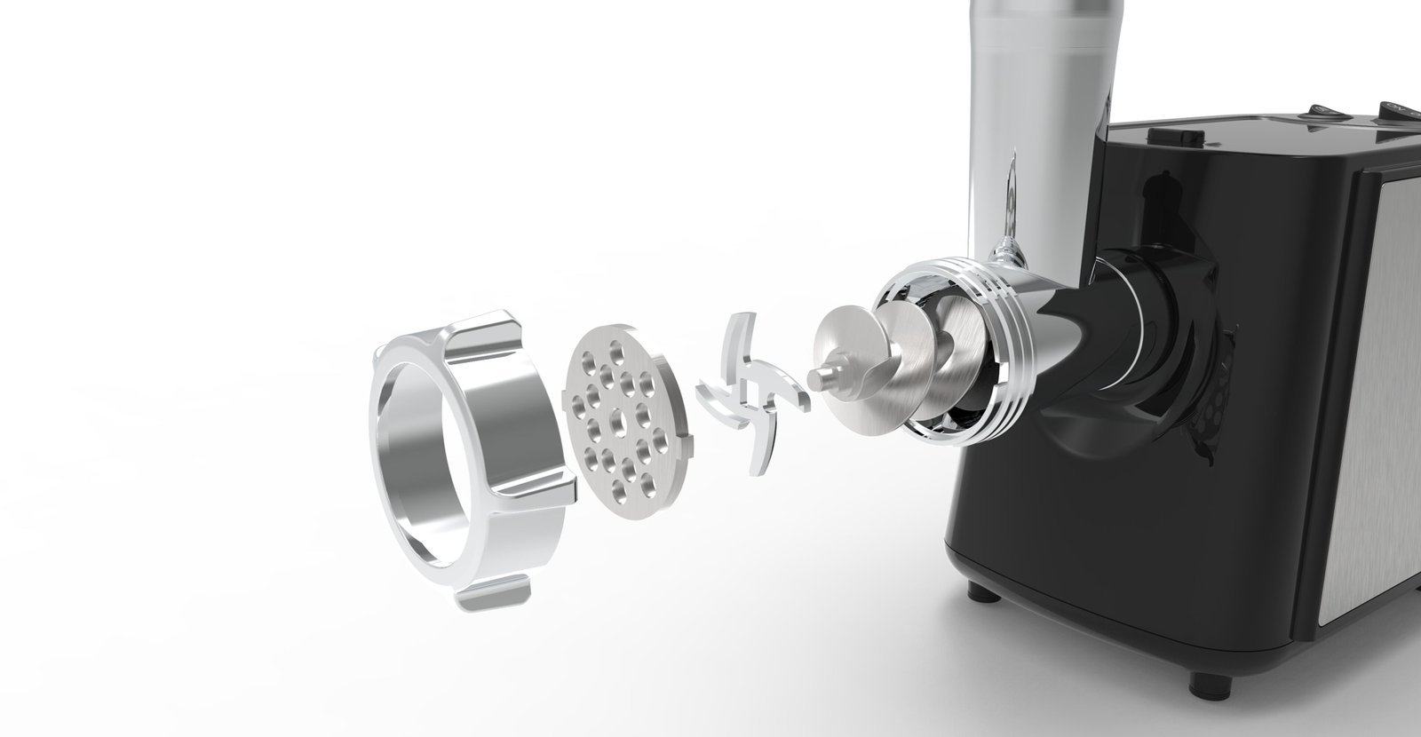 Electric Meat Grinder - 1600W - Mincer with 3 Cutting Plates - Sausage Maker - Minced Meat - Stainless Steel - Royalty Line - Image 5