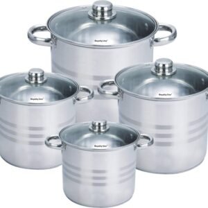 Pots Deep Sets – Stainlees Steel Stock – 8PCS – 6/8/10/12 L – Royalty Line
