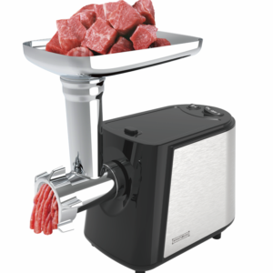 Electric Meat Grinder – 1600W – Mincer with 3 Cutting Plates – Sausage Maker – Minced Meat – Stainless Steel – Royalty Line
