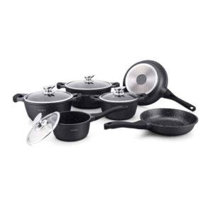 Cookware Gold Collection – Die Cast Alu – 10Pcs – BLACK – Royalty Line