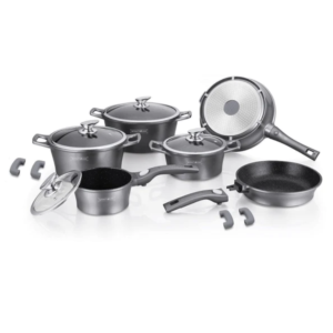 Cookware Premium Diamond Collection – Die Cast Alu – 14Pcs – SILVER – Royalty Line