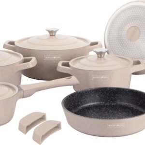 Cookware Set Die Cast Alu – 14Pcs – BEIGE – Royalty Line